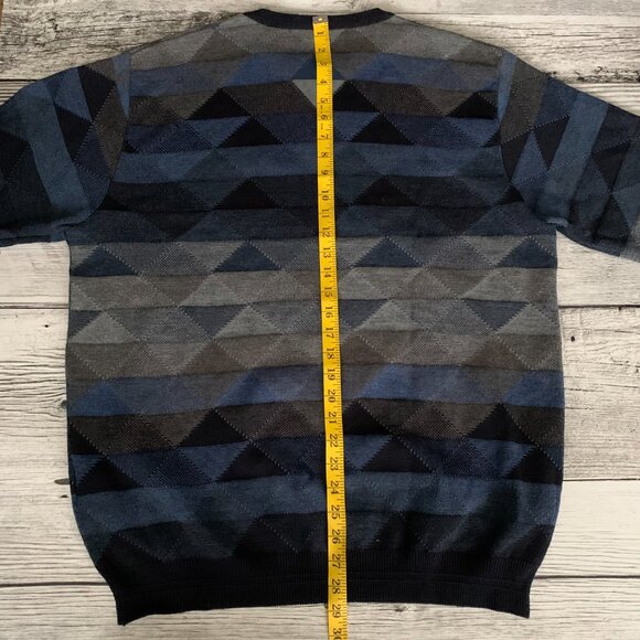 Vintage 90s Geometric Print Dad Office Grunge Corpcore Knit Crewneck Sweater - Picture 11 of 12